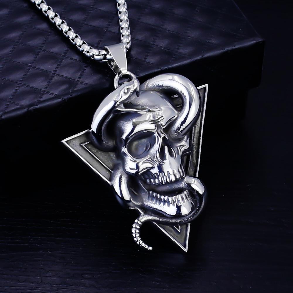 Necklace Retro Snake Skull Men's Pendant