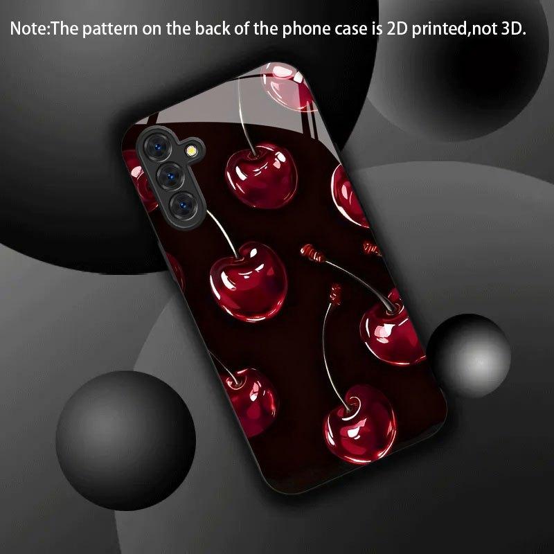 Crimson Cherry Phone Case Glass for Samsung S25 S24 S23 S22 Ultra S20 Ultra A16 A36 A54