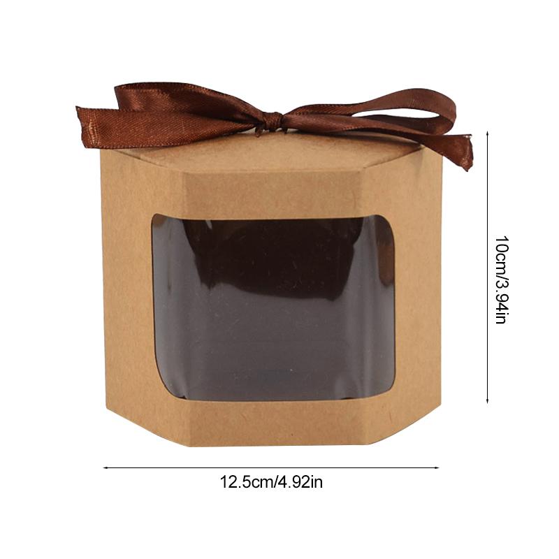 5/10Pcs Kraft Paper Candy Gift Box with Window Ropes Cake Chocolate Packaging Boxes Wedding Favors Birthday Party Decor Supplies
