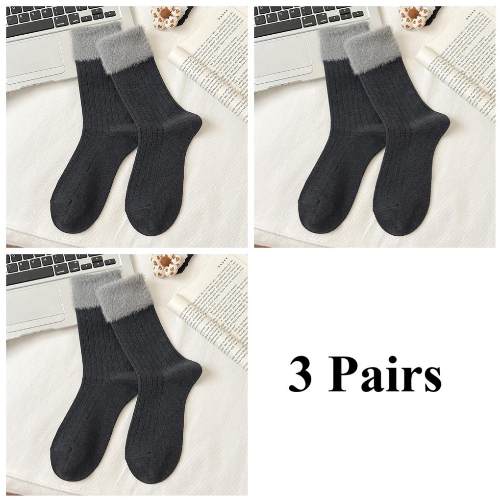 3 Pairs Women's Mid-calf Socks for Autumn and Winter Warmth