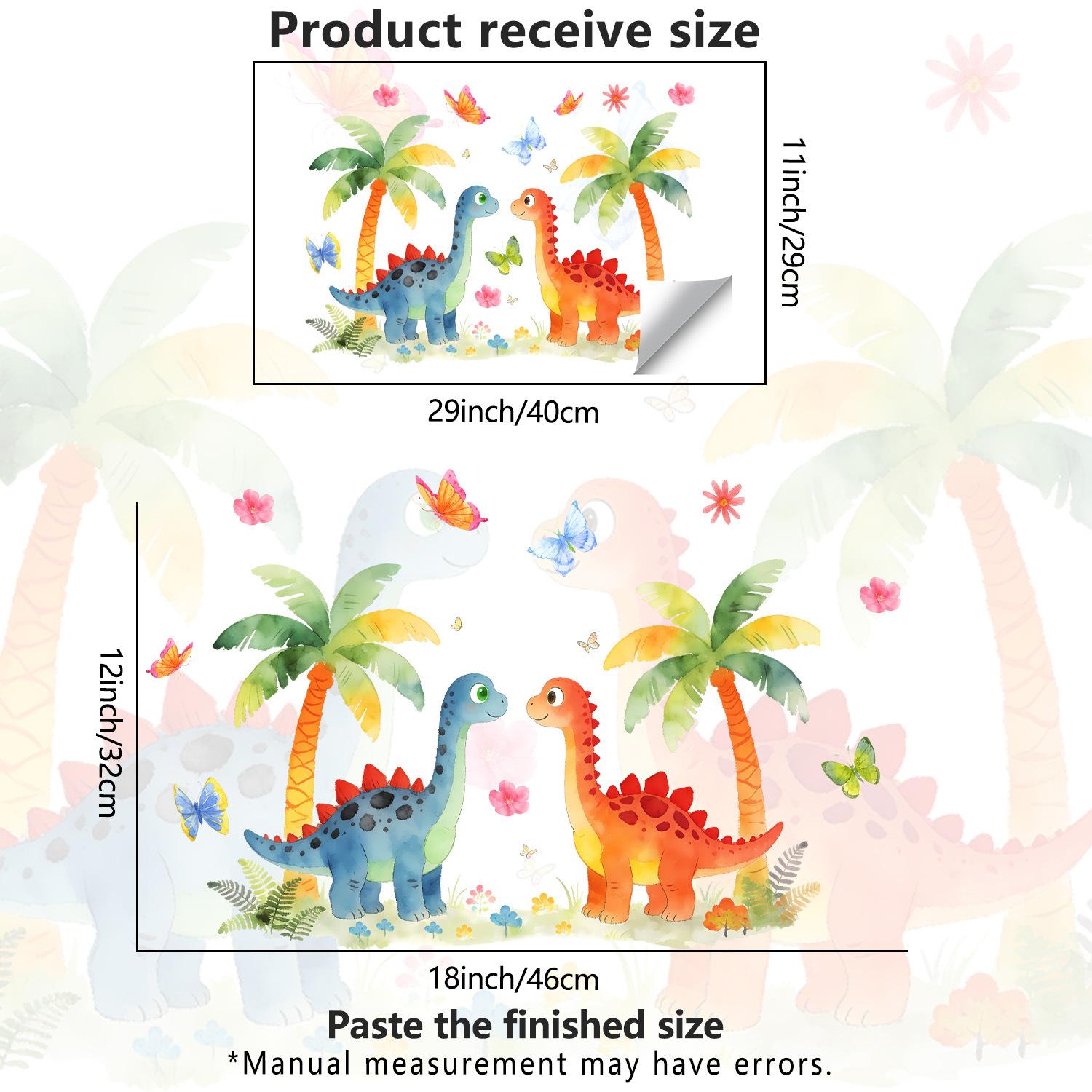 Watercolor Cartoon Dinosaur Glass Stickers for Children s Room, Living Room, Bedroom, Balcony and Window Decoration JDT_X115