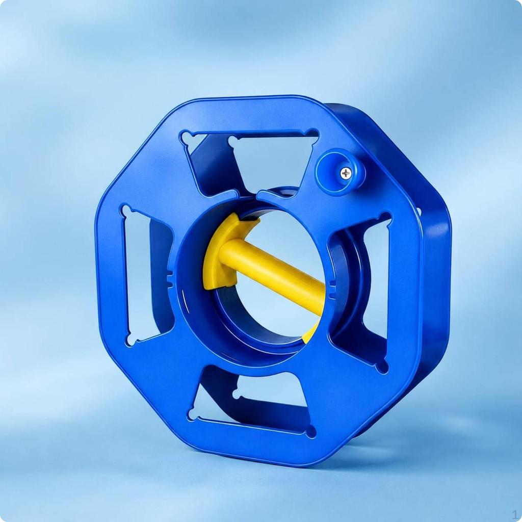Manual Cable Reel HandWinding Portable Octagonal Cord Organizer Blue with Socket Panel