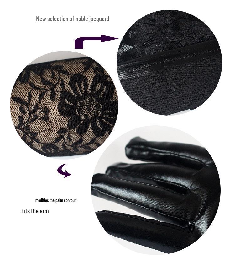 Europejskie i Amerykańskie Lakierowane Rękawiczki Koronkowe - Seksowny Patchwork na Występy Taneczne