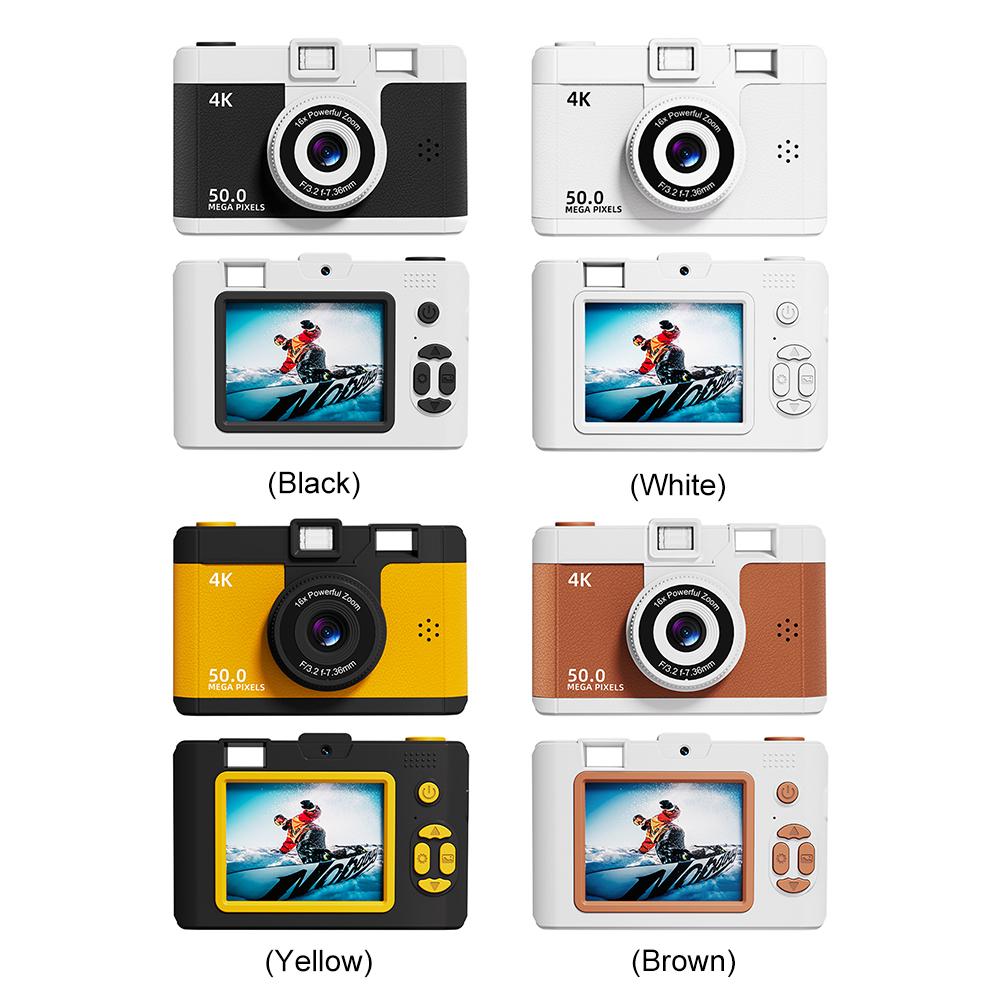 

HD Digital Camera Dual Lens Portable Compact Camera 16x Zoom Photography Camera Vlogging Camera for Travel and Students коричневий
