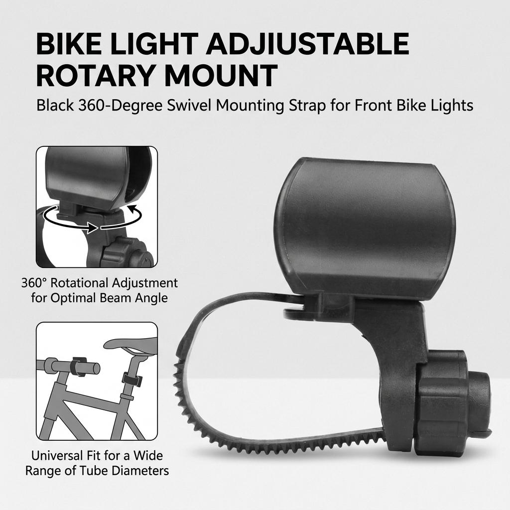 360 Degree Rotatable Bike Light Holder ABS Material Handlebar Mount For 1.5-4.5cm Diameter