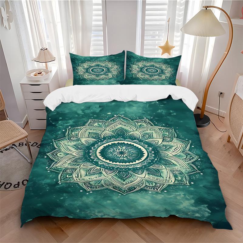 

3pcs Mandala Lotus Soft Comfortable Bedding set, For Bedroom, Guest Room And Dorm, All - Season Use, High-Definition Printing127 135x200cm