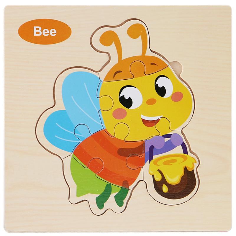 Wooden Cartoon Animal & Transport Puzzle for Toddlers, Educational Toy for Ages 2-3