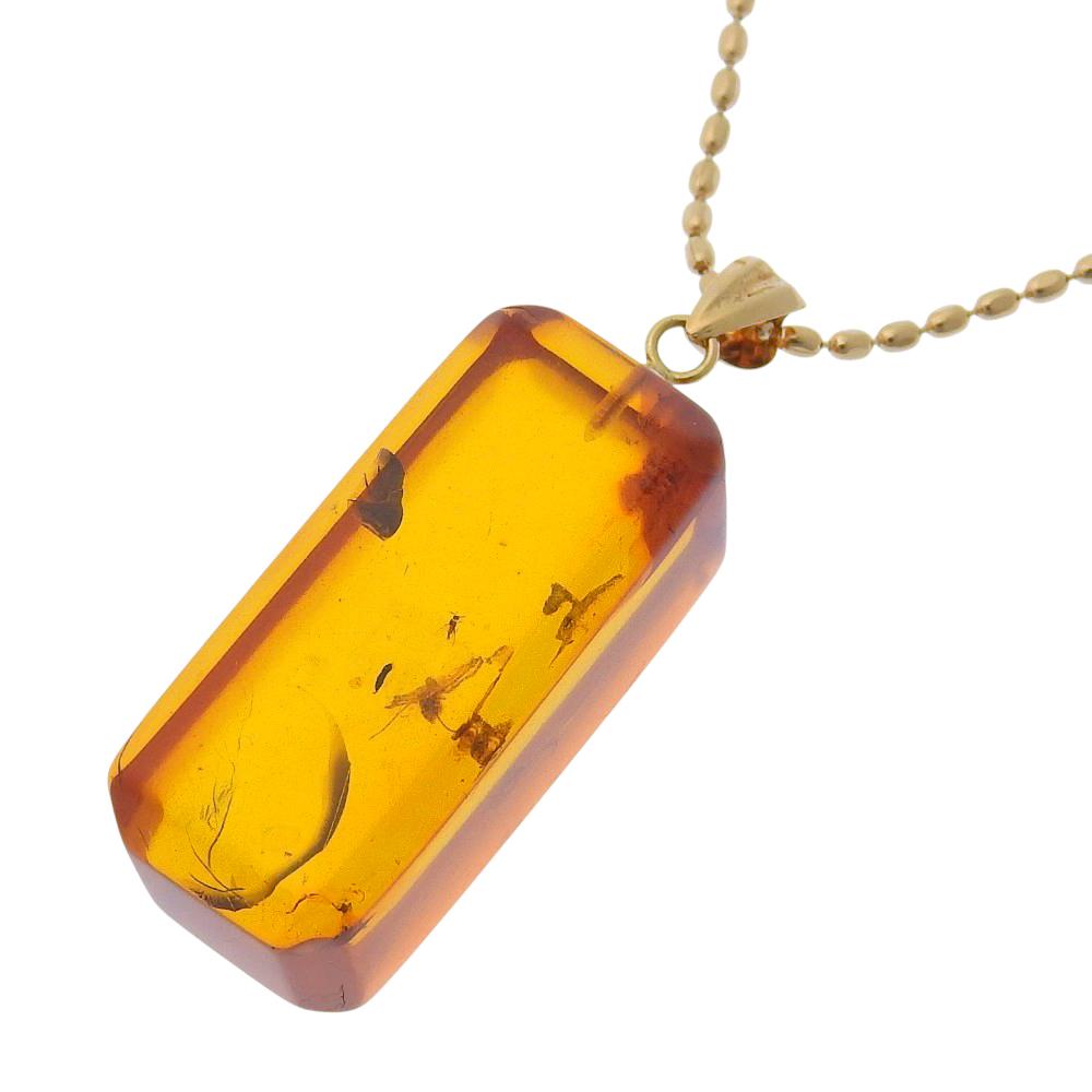 Necklace K18 yellow gold/amber amber 6.4g Women Used