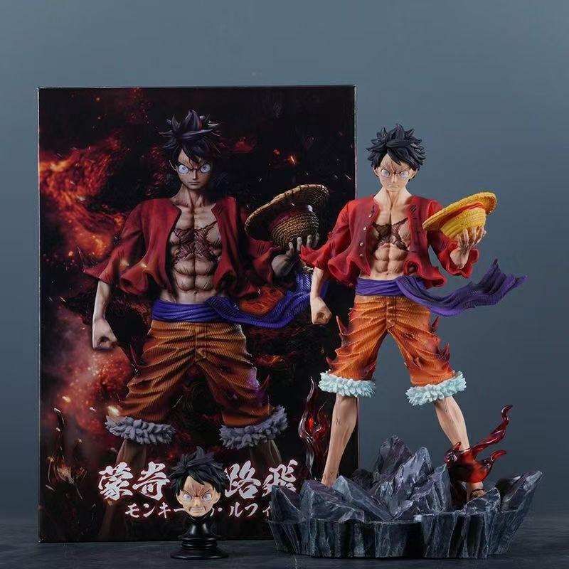 Anime One Piece Figurine Overlord Color Luffy Action Figures Efigy 24cm PVC Collection Double Headed Model Toys Birthday Gift