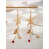 Women's Bohemian-style Alloy Statement Earring Set with a Nautical Starfish and Seashell Design, Perfect for Everyday Wear