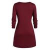 Plus Size Women  Long Sleeve Solid Botton Pachwork Asymmetric Tops Sweater
