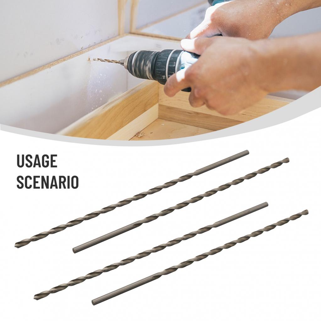 200mm Long High Speed Steel Drill Bits Set of 4 for Metal Drilling