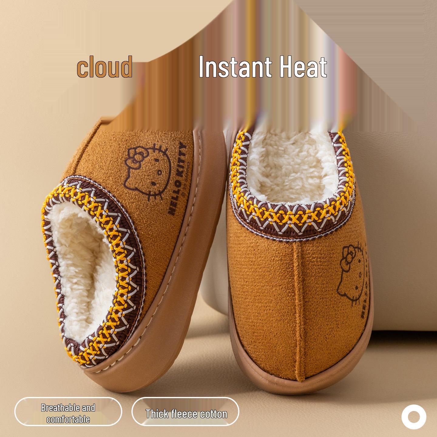 Женские пушистые меховые тапочки Sanrio на толстой подошве с круглым носком из ЭВА для осени и зимы 140