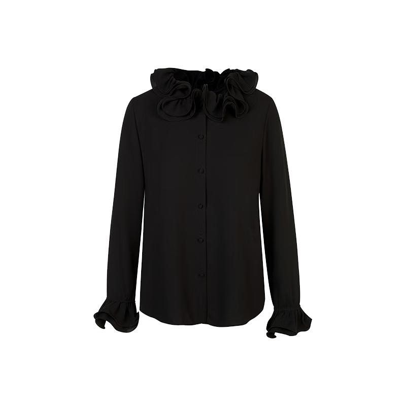 Langzi Double Layer Ruffle Neck Blouse