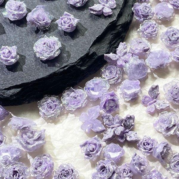 

Misty Dreamy Purple Itabag Soft Clay Floral and Luminous Butterfly Jewelry for Nail Art and Accessories I71 - Soft Clay Flower Random Mixed 2 pcs