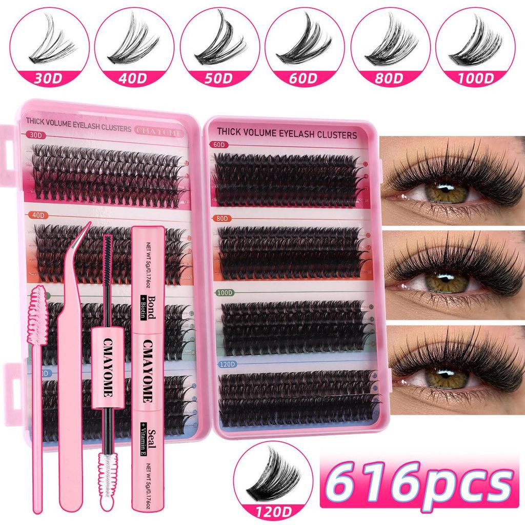 640-Cluster D-Curl False Eyelashes Set - DIY Segmented and Dense Lashes