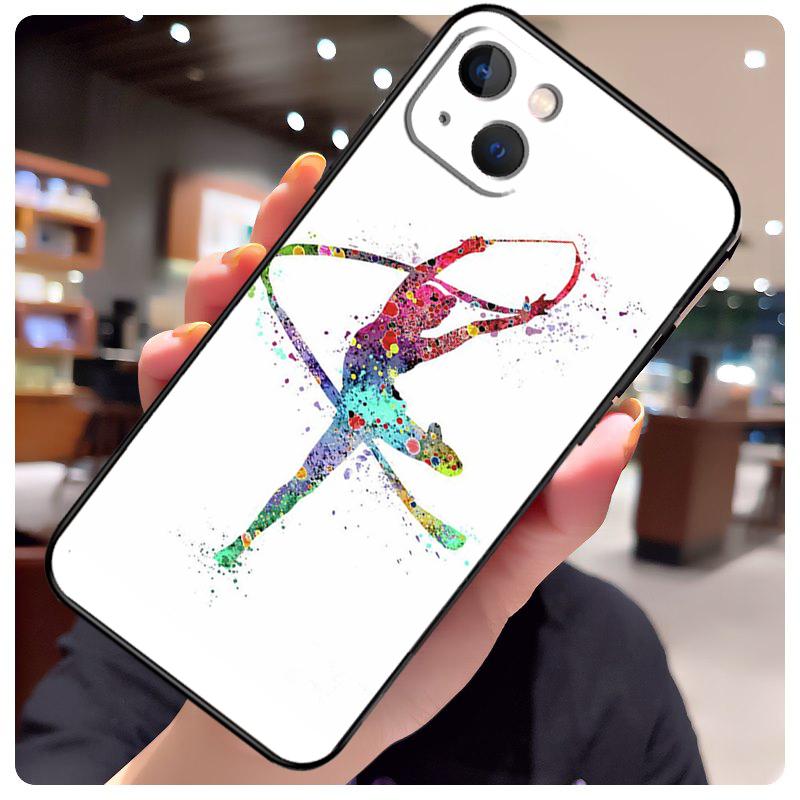 Gymnastics Watercolor Printing Case For iPhone 17 Pro Max 15 14 13 11 12 16 Pro Max mini 15 16 Plus 16e 17 Air Phone Cover