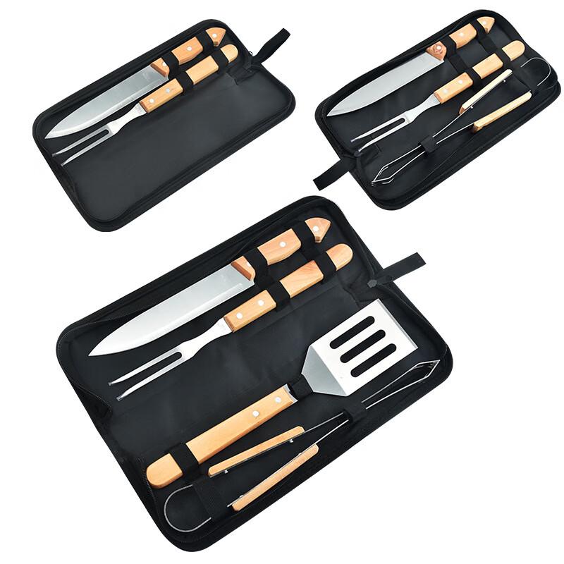 Camping Wooden Handle Grilling Tool Set