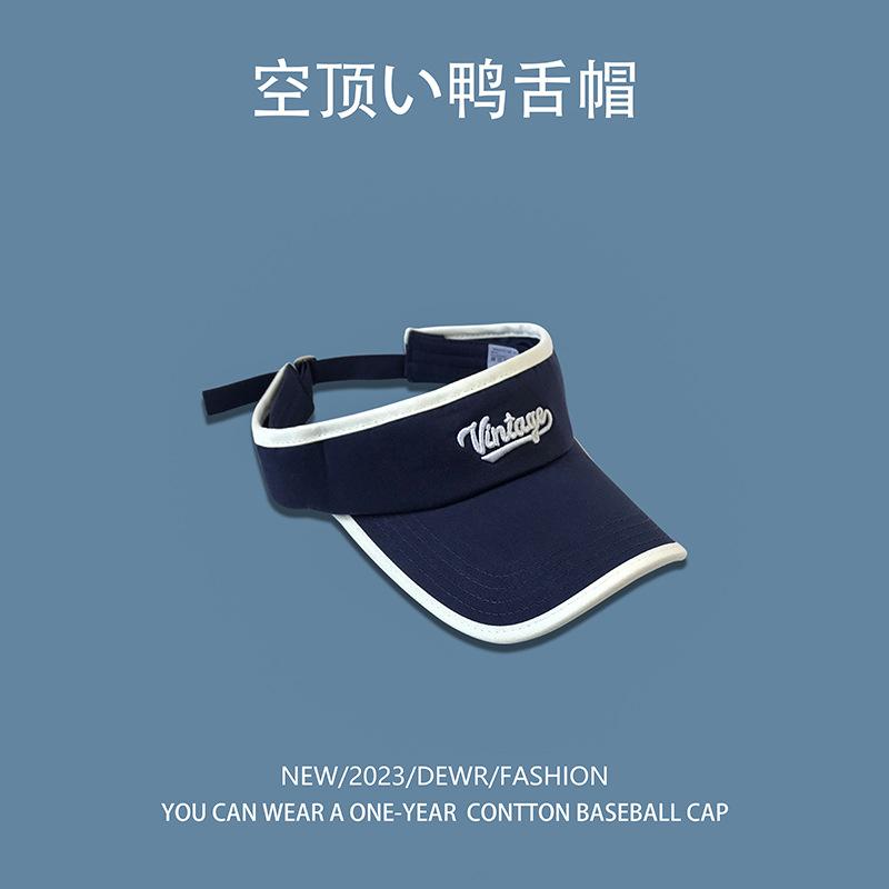 

Summer sunshade baseball empty top hat men and women Korean version letter embroidery fashion sports topless cap running tide M（56-58cm） темно-синього кольору