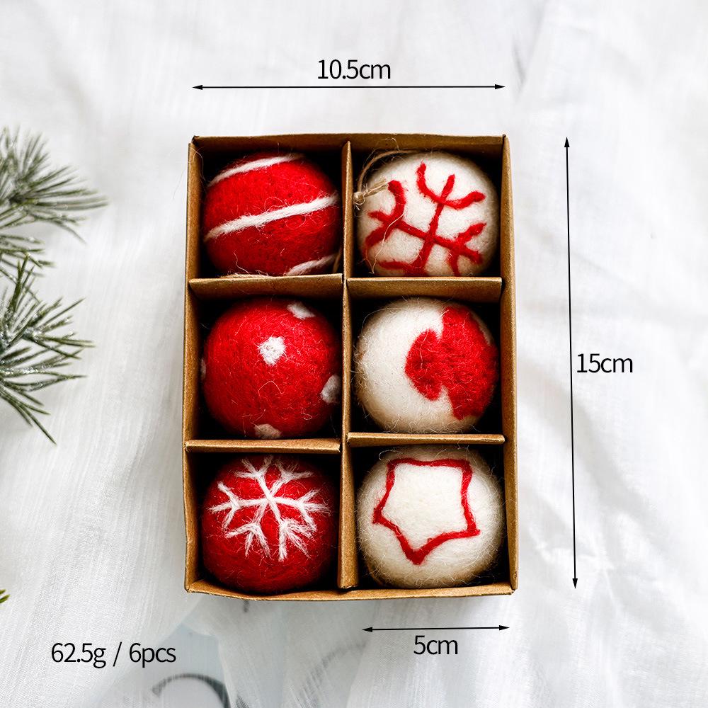 Christmas Ornament Set: Flocked & Painted Hanging Balls In Gift Box for Tree Decoration
