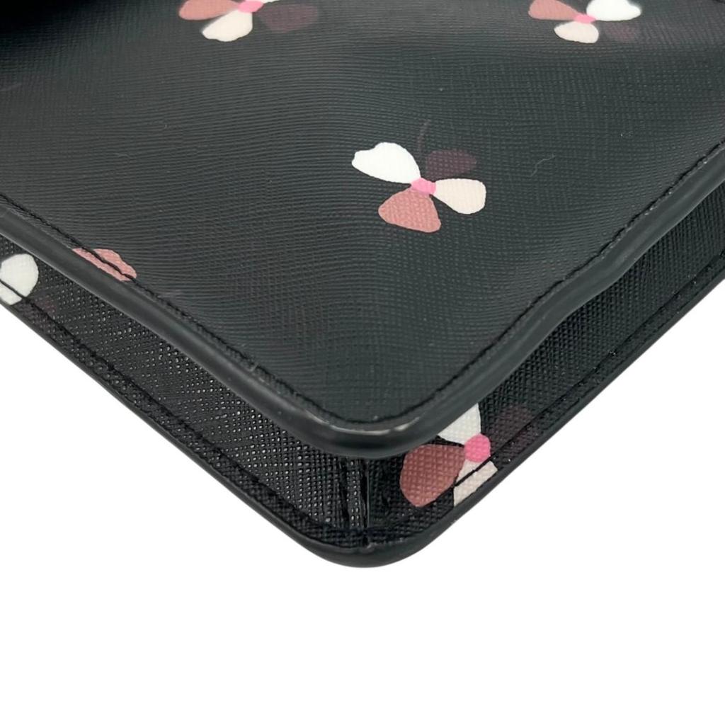 Kate Spade Floral Pattern Dusk Buds Shoulder Bag Leather Black Women Used