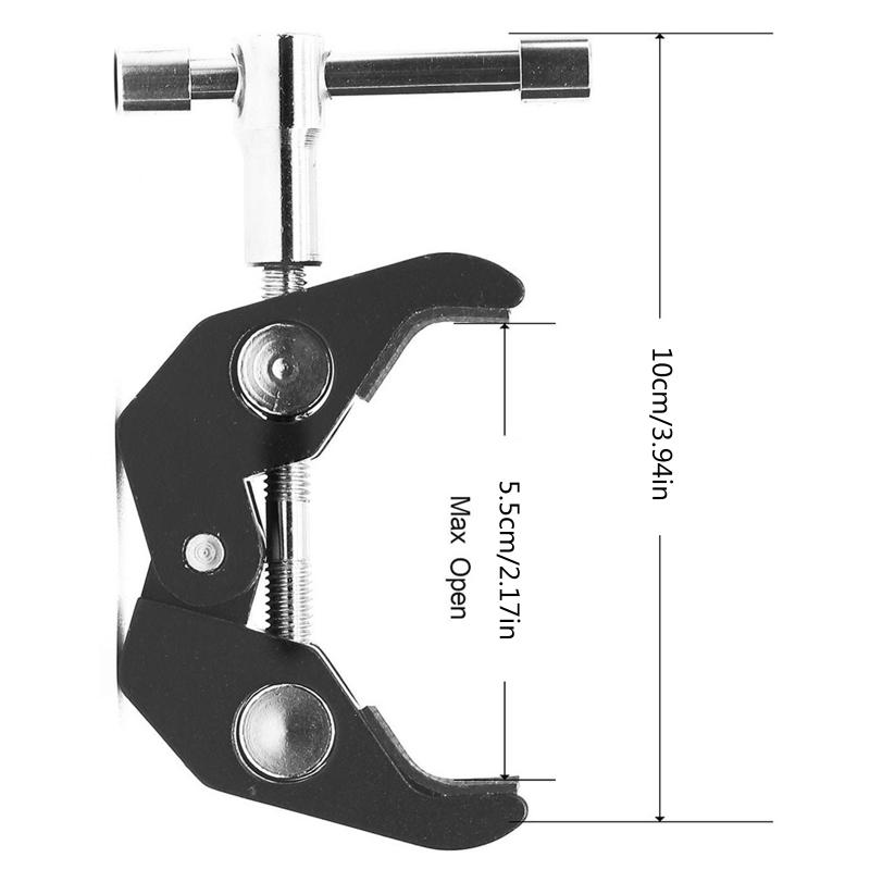 Super Clamp with 1/4 and 3/8 Thread for Cameras Light Stand Umbrella Tripod Mount Flash Light Mount Clip