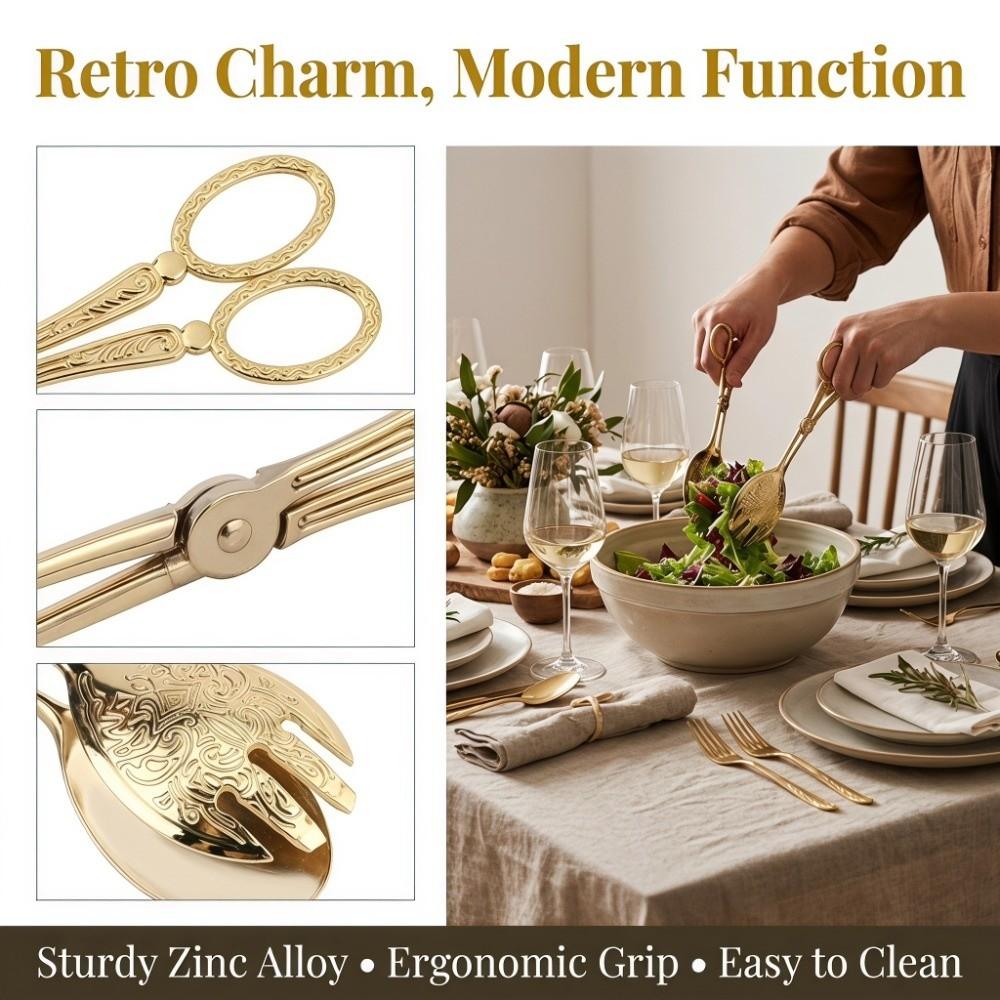 Zinc Alloy Buffet Clamps Long Handle Food Serving Tongs Lightweight Pastry Tongs Salad Serving