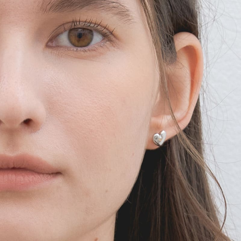 Halden Simple Heart Earrings 8mm (E019_silver)