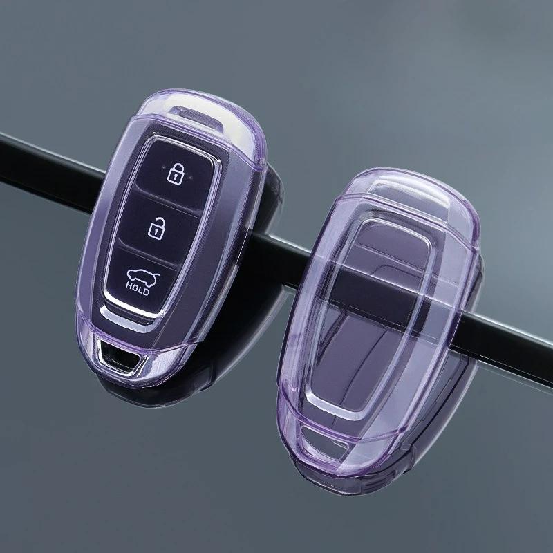 Soft Tpu Car Key Cover Transparent Case For Hyundai Elantra Grandeur Accent Solaris Sonata Palisade Kona Creta I20 I30 Ix35 Ix25