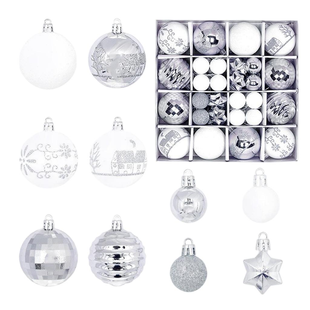 44pcs Christmas Tree Ornament Plastic Ball Decorations For DIY Crafts And Painted Designed Boxes Pendant