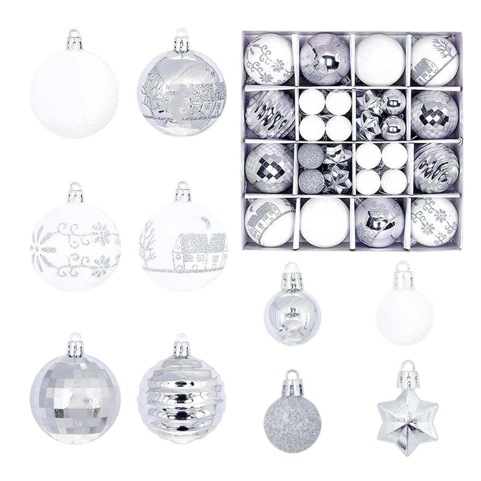 

44pcs Christmas Tree Ornament Plastic Ball Decorations For DIY Crafts And Painted Designed Boxes Pendant One Size