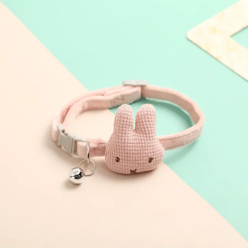 

Cute knitting Cartoon Bunny Bell Adjustable Cat Necklace Traction Safety Buckle Pet Collar Small Dog Dog Supplies Wholesale 1.0x30cm