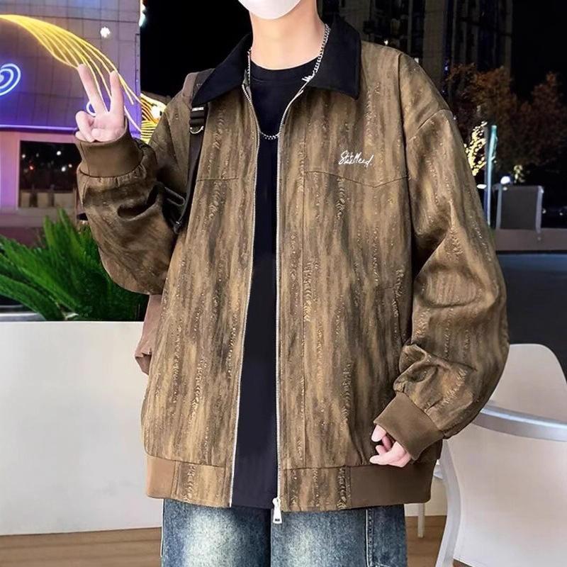 Plus Size Men Loose Printed Casual Fashion Street Jacket Outerwear