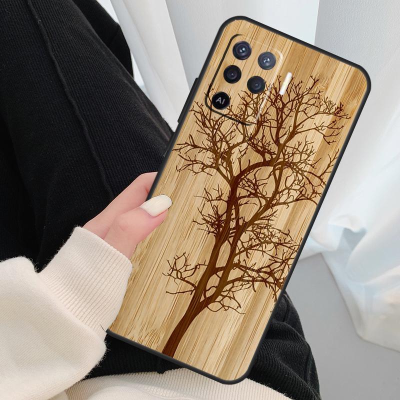 Tree Flower Bamboo Wood Case For Oppo A40 A60 A80 A5 Pro A15 A16 A17 A57 A77 A94 A74 A54 A76 A96 A18 A38 A58 A78 A98