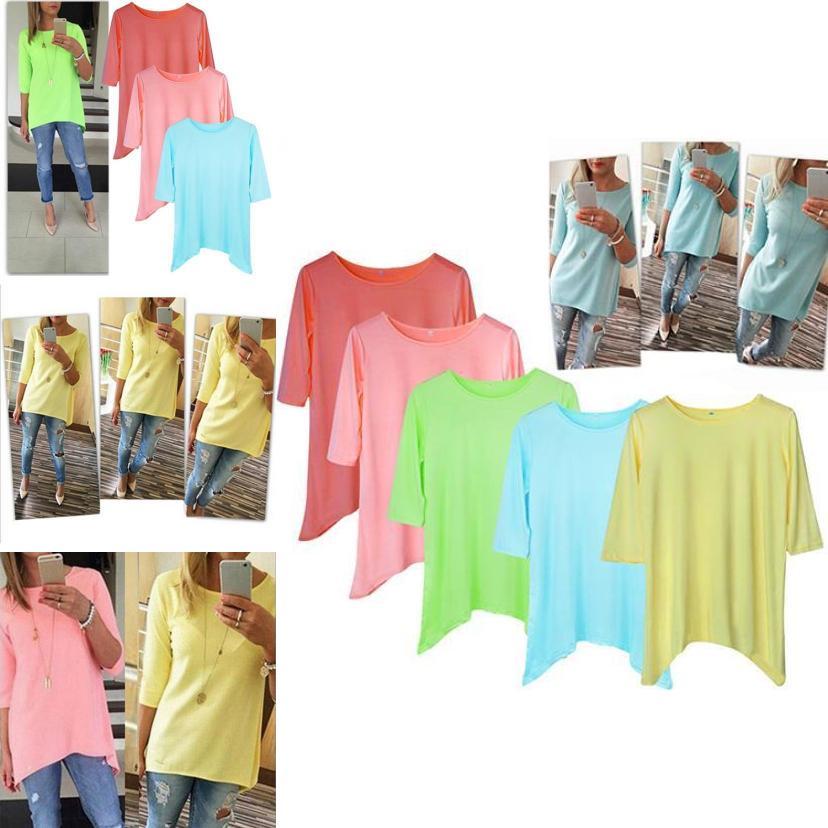 Elegant Women's Fashion Loose Medium Sleeve T-shirt Spring Blouse Casual Cotton Shirt