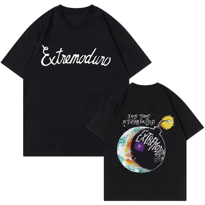 Unisex Fashion Rock Band Extremoduro Print Short Sleeve T Shirt Men Women Graphic Vintage TShirt Y2k Hip Hop Tees Tops Clothes