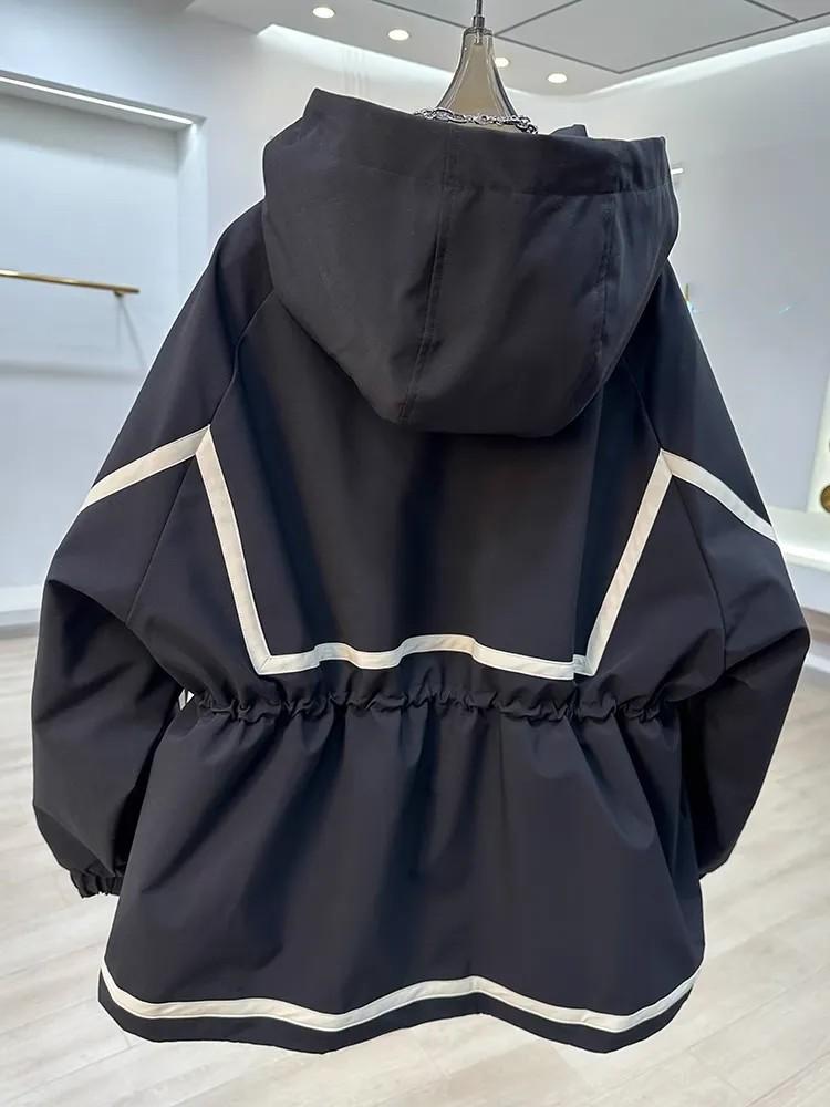 Women's Autumn Design Color Collision Jacket  Leisure Loose Short Trench Coat