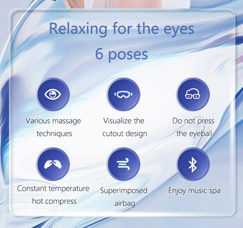 JKR English Visual Eye Massager with Air Pressure Heat Compress Bluetooth Music Eye Protection Device for Comfortable Relaxation