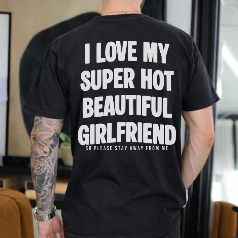 Я Люблю Рубашку на День Святого Валентина Смешной Подарок Парню Сердце Моя Девушка Горячий Стиль Рубашка Хипстер Уличная Мода Унисекс Короткий Рукав S