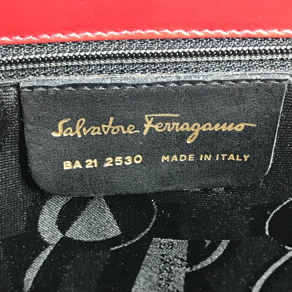 Salvatore Ferragamo Vara logo ribbon Tote Bag Shoulder Bag Leather Red