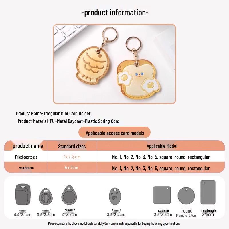 Newcomer 1.38 Exclusive: Cartoon Fried Egg Toast Card Holder, Mini Teardrop & Round Shape