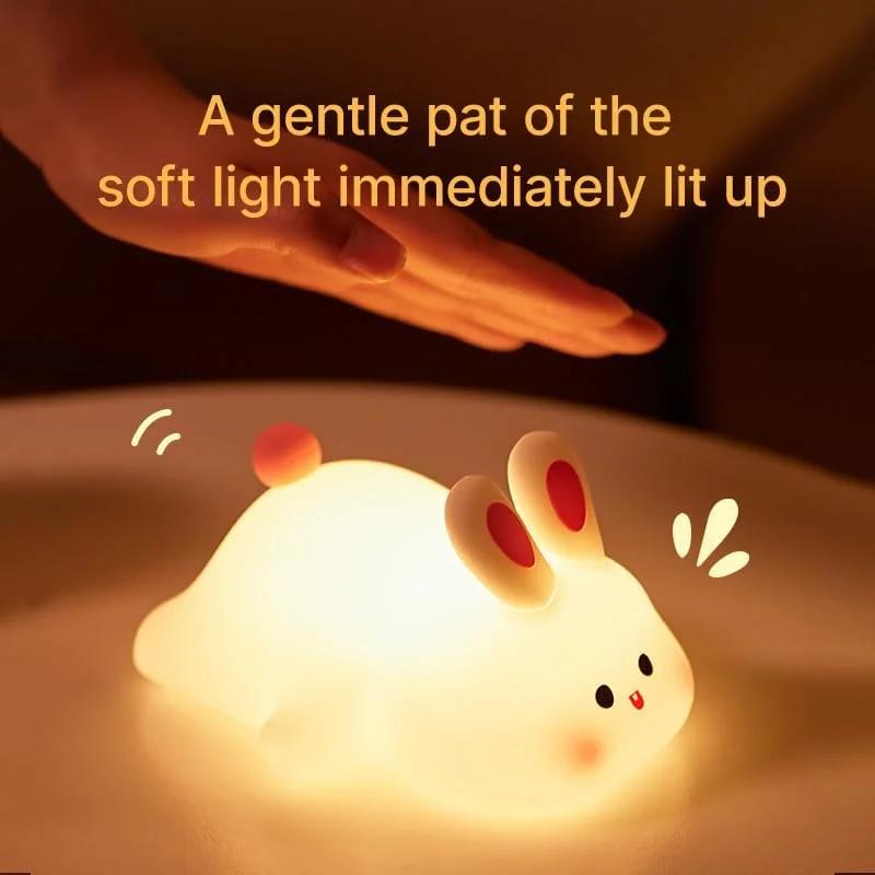 Rabbit Night Silicone Lamp USB Powered Timing Rechargeable Bedside Touch Night Lights for Kid Room Living Room Gift Party Read