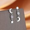 Unique Earrings Women'S Fashion Versatile Exquisite Asymmetrical Star And Moon Earrings High-End Zircon Earrings