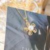 Elegant French Pearl & Diamond Flower Clavicle Necklace - Chic Korean Retro Style Jewelry for Women