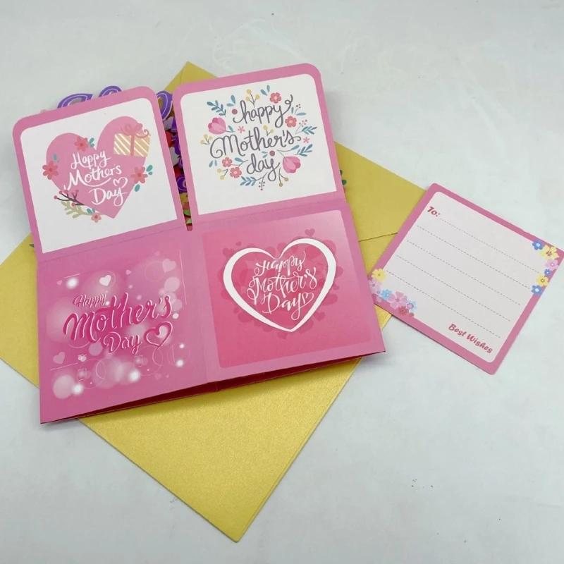 K1AE Mother's Day Greeting Card Flower Box Paper Carving Mother's Day Card For Mom Grandma Birthdays Festival Celebration
