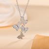 Fashion 925 Sterling Silver Jewelry Butterfly Crystal Pendant Necklaces