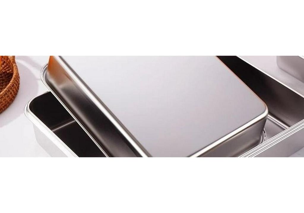 Tiramisu Stainless Steel Baking Plate with Lid - Large Rectangular Dessert Mold