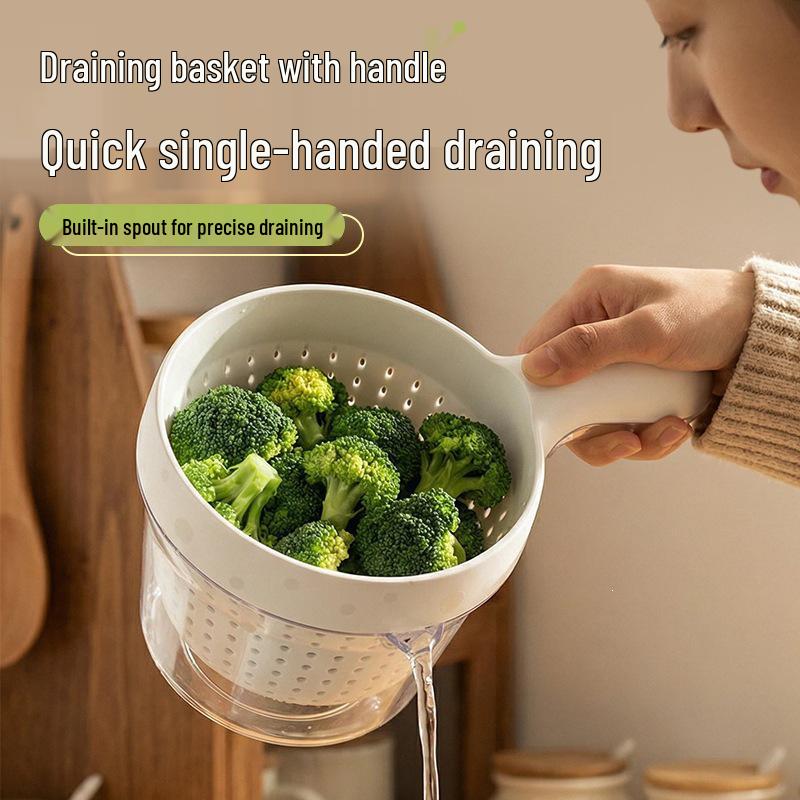 Double-Layer Fruit Washing Basket with Handle, Cute Blueberry Strainer Plate, Small Size