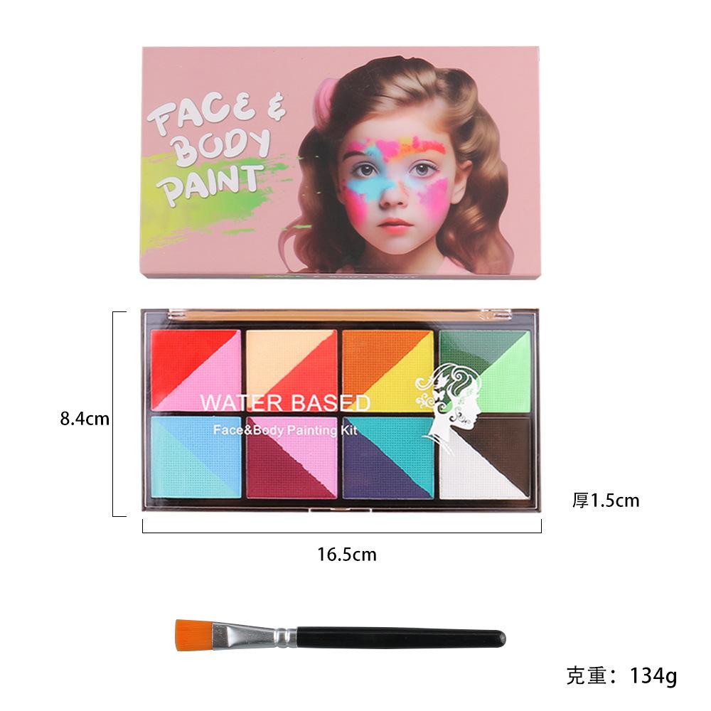 8 Color Split Water-Based Face Paint Palette for Kids Creative Face Painting Kit Non-Toxic Washable Party Stage Makeup