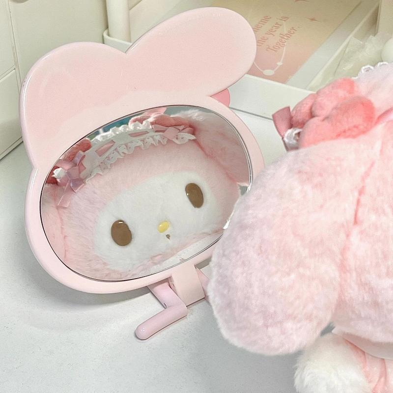 Sanrio My Melody Handheld Makeup Mirror Cute Desktop Foldable Cosmetics Mirror Toys Girls Gift